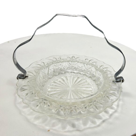 EAPG Glass Relish Dish Caddy-Chrome Handle w/Indent for Hanging Spoon/Fork - Picture 6 of 7